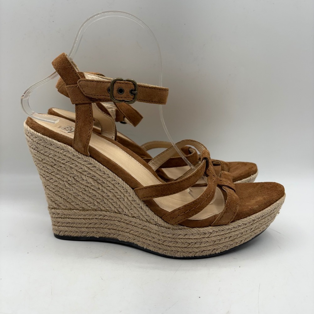 UGG Callia Brown Suede Espadrille Wedge Sandals‎ Womens Size 11